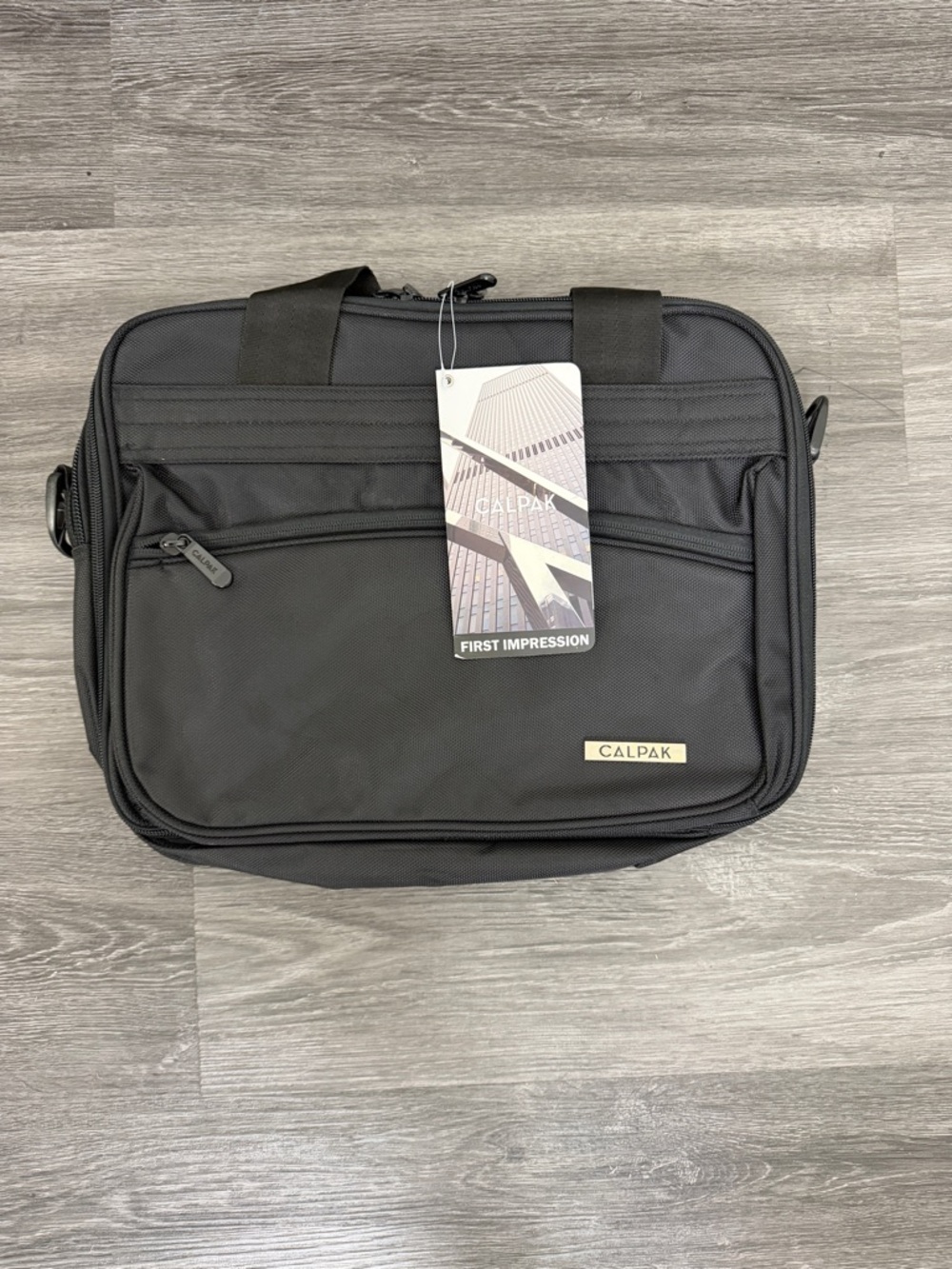 Calpak Black Men's Laptop Briefcase with Front Organizer
